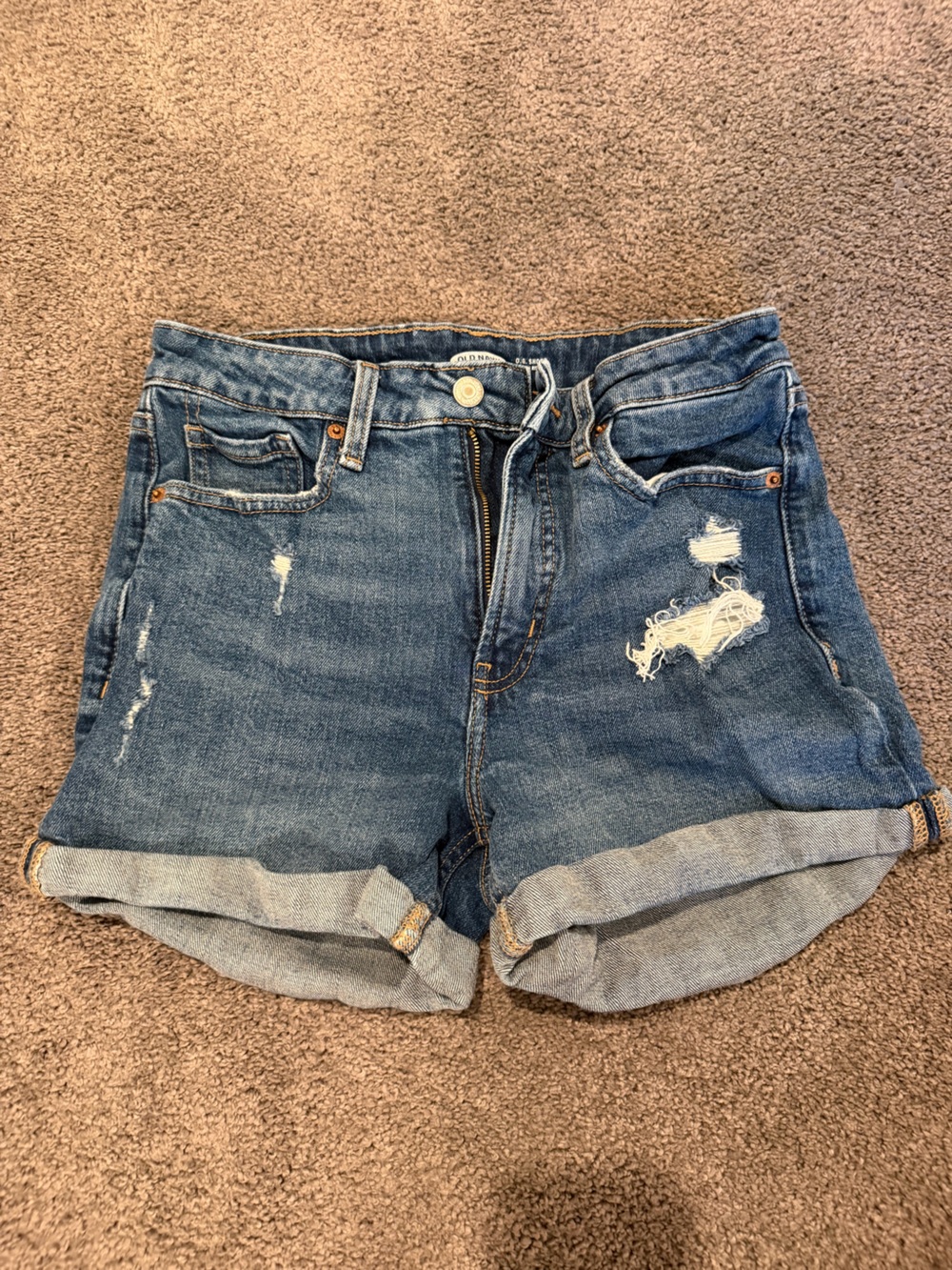 Old Navy Denim Shorts in Faded Blue with Contrast Stitching
